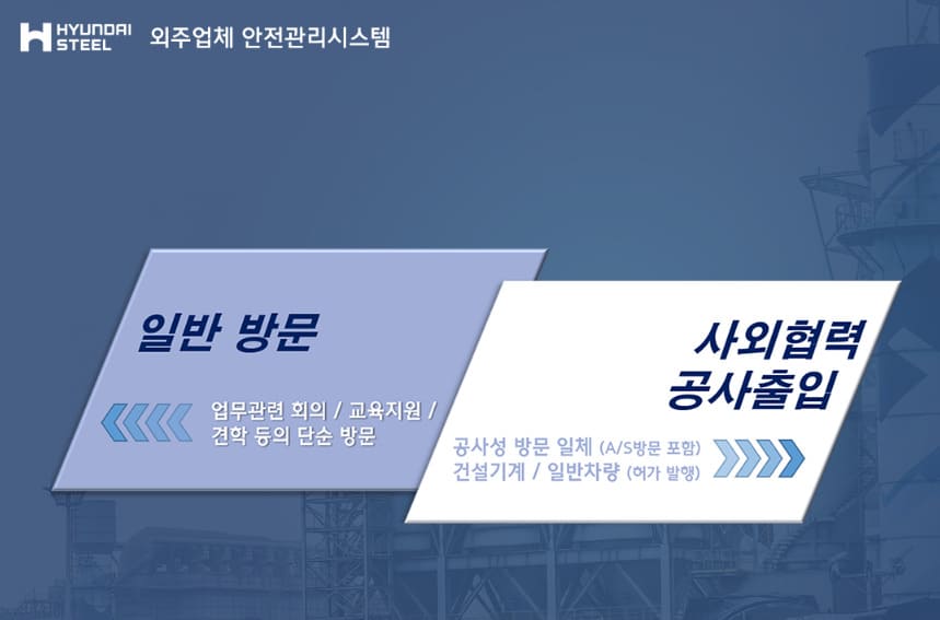 현대제철 안전관리 시스템 바로가기 (https://safety.hyundai-steel.com/HSKU/index.html)