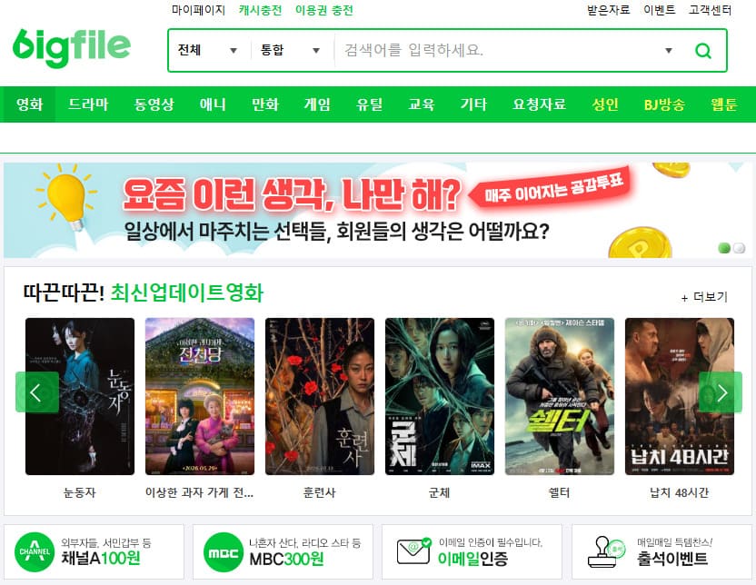 빅파일 홈페이지 바로가기 (www.bigfile.co.kr)