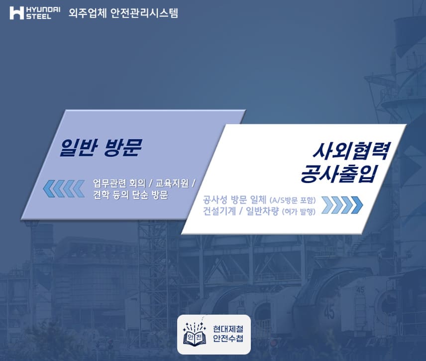 현대제철 외주업체 안전관리시스템 바로가기 (https://safety.hyundai-steel.com)