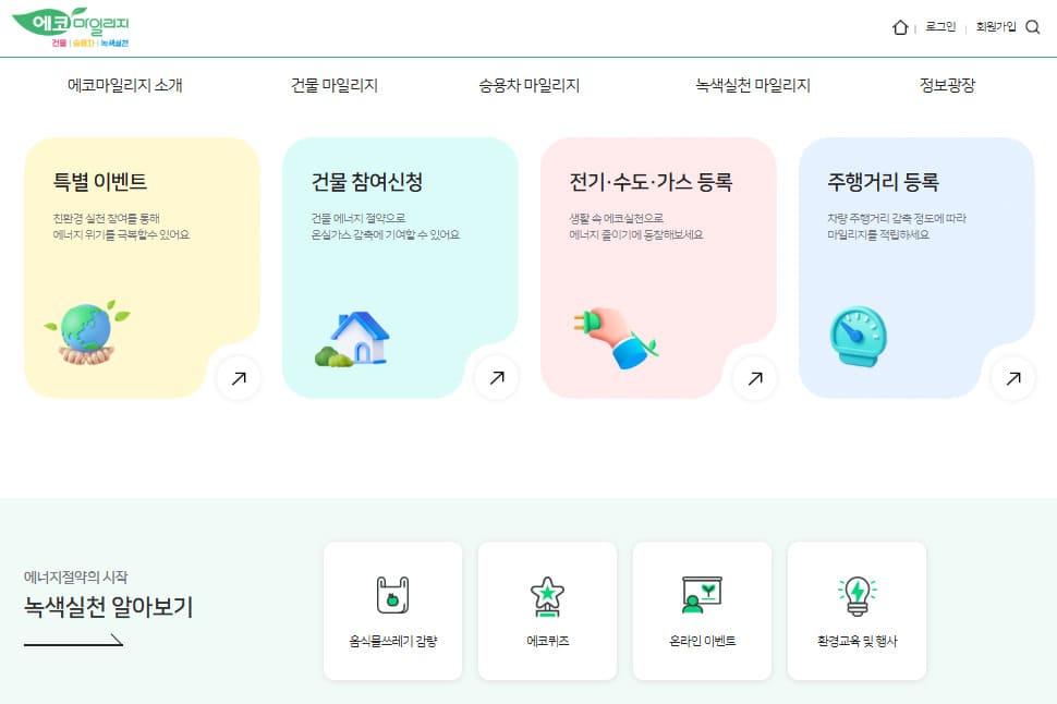 에코마일리지 홈페이지 바로가기 (ecomileage.seoul.go.kr)